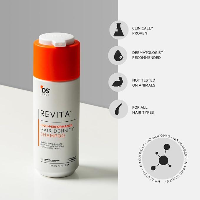 DS Labs Revita Shampoo, 500 mL – Scalp Refreshing Cleanse for Fuller Looking, Volumizing, Lightweight Hydration, Sulfate & Silicone Free, Color Safe, For Men & Women