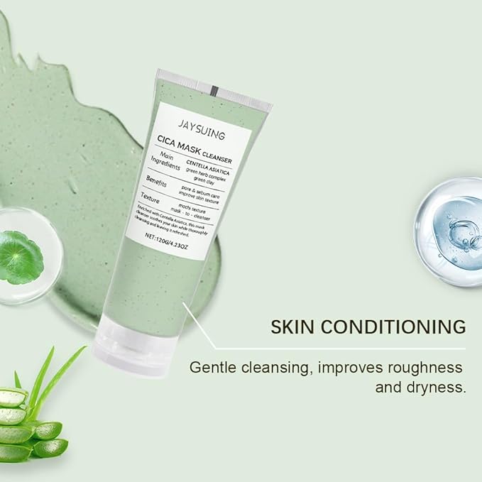 CICA Mask Cleanser,Facial Cleanser, 2-in-1 Facial Wash, Non-Drying Formula with Centella Asiatica For Acne-Prone & Sensitive Skin,Hydrating,Purifying Pore Care (4.23 fl. oz)