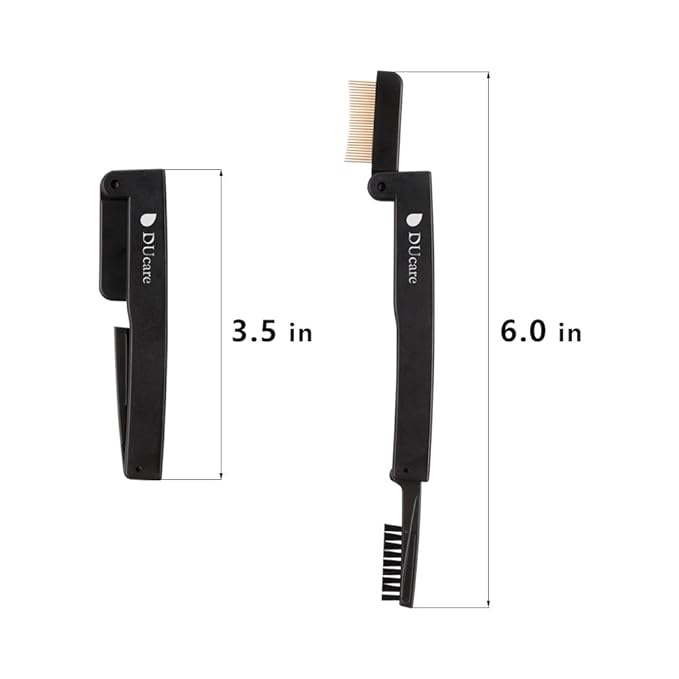 DUcare Eyelash Comb Separator Eyelashes Eyebrow Mascara Brush Applicator Eyelash Definer With Comb Cover Cosmetic Brushes Tool (Black)