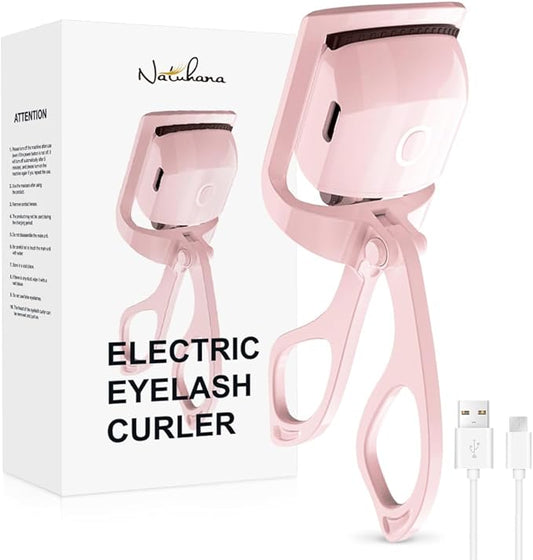 Heated Eyelash Curler with USB,Fast Heat up & 24H Long-Lasting,Rechargeable Electric Lash Curlers,Temperature Control,Safe Anti-Burn Quick Natural Curling Eye Lashes,Pink