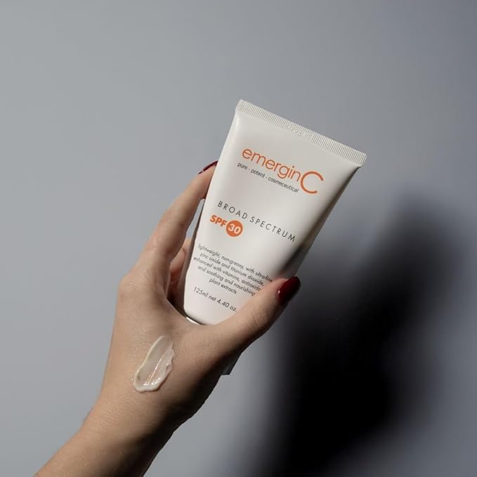 emerginC Sun SPF 30+ Non-Greasy Sunscreen - Face Sunscreen with Zinc Oxide, Vitamin C + Aloe - Non-Tinted Sunblock Cream (4.2 oz, 125 ml)