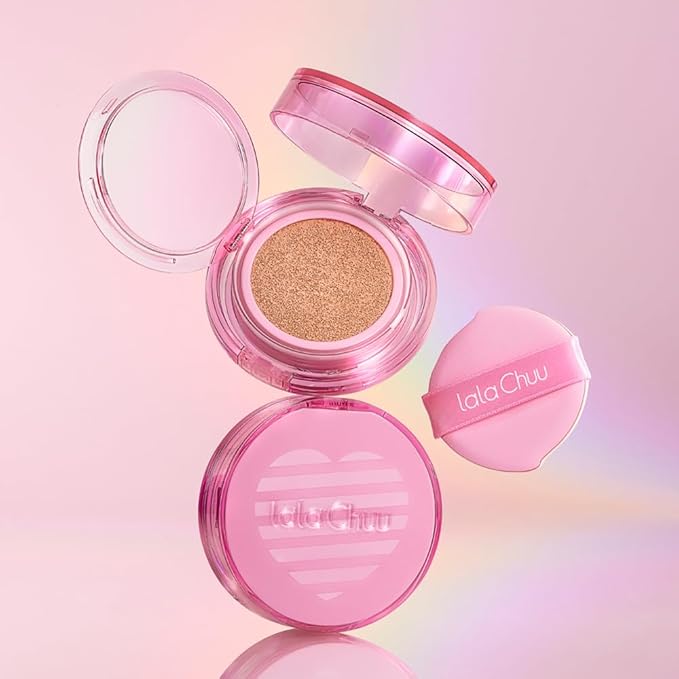LALACHUU Tension DX Cushion Foundation Hydrating & Firming 54-Hour Long-Lasting Coverage, Matte Glowy Hyaluronic Acid, Collagen, Made in Korea, for All Skin Types (21 Clear Transparent, 0.52 Oz)