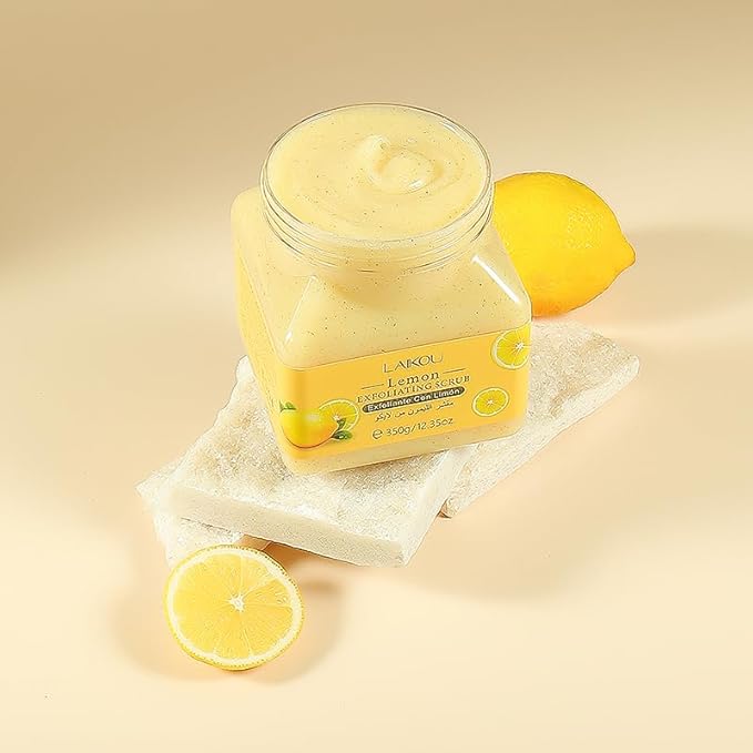 LAIKOU Lemon Body Scrub, Exfoliating Body Scrub, Scrub for Smooth and Soften Skin 350g / 12.35oz.
