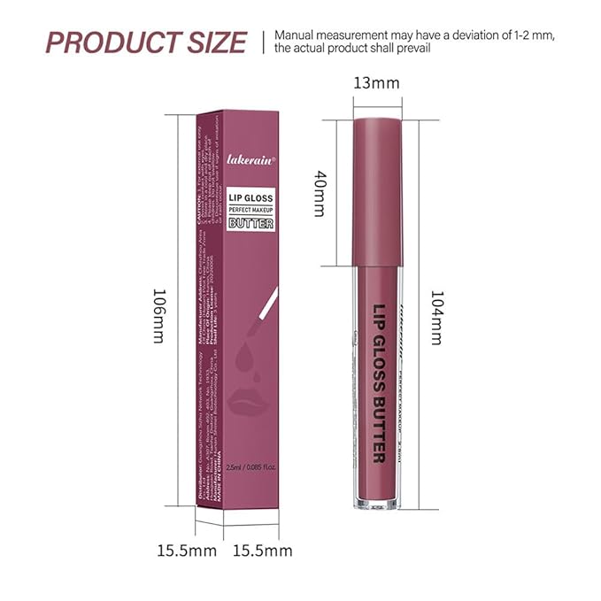 2Pcs Brown Nourishing Lip plumper Gloss, Long Wear Hydration Mini Liquid Lipstick Makeup, Moisturizing High Shine Lip Glow Oil Fresh Lightweight Glossy Plumping Lip Gloss for Women (01+04)