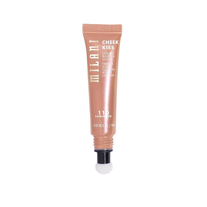 Milani Cheek Kiss Liquid Blush + Glow, Creamy 2-in-1 Blush for Cheeks and Highlighter Makeup for Dewy, Radiant Finish- 110 Luminoso