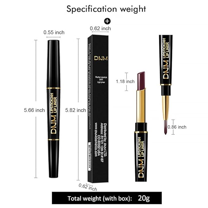 2-in-1 Mauve Red Lip Liner & Lipstick Set Kit for Women, Matte Lips Kit with Lip Liner Lip Stains Long Lasting Waterproof 24 Hour Lipstick and Lip Liners Combo Lipliners Pencil Set 08