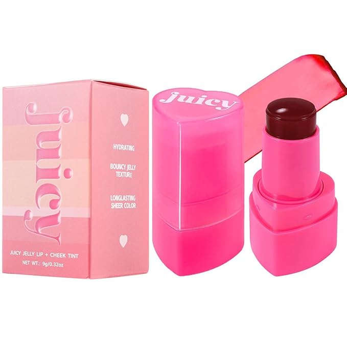Cooling Water Jelly Tint Blush, Multi-Use Juicy Lip + Cheek Tint, Hydrating & Bouncy Jelly Texture, Long-lasting Sheer Color, 0.32 oz (# 07, 0.32 oz)