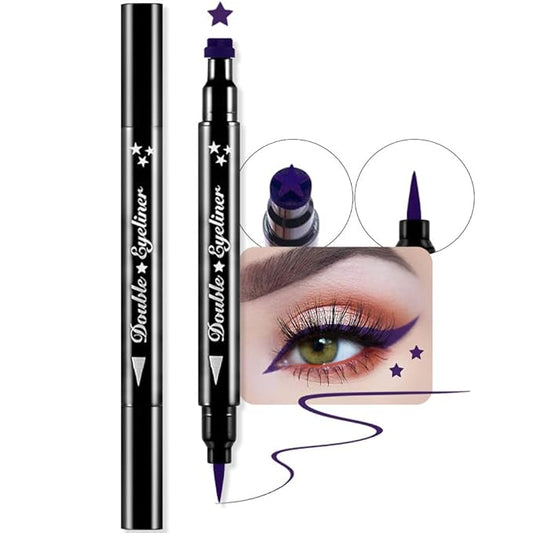evpct 1Pcs Purple Colored Winged Eyeliners Stamp, Purple Stars Face Stamps Makeup Eyeliner Eye Stamp Liners Tool Set Kit for Women Waterproof, Wing Eyeliner Stamp Figures Tool Wingliner Shapes, 05#