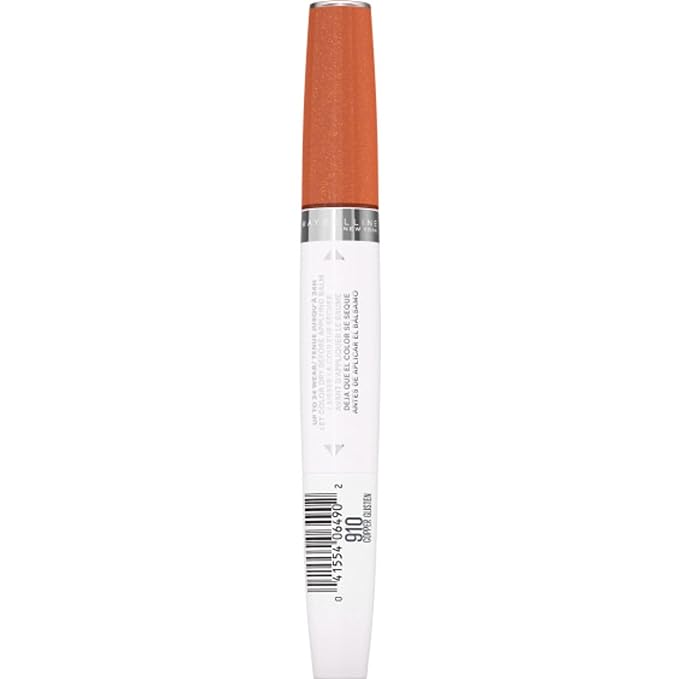 Maybelline Super Stay 24 2-step Long Lasting Liquid Lipstick and Lip Balm, 910 Copper Glisten, 1 count