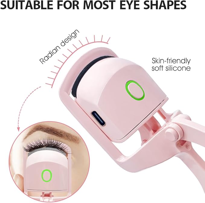 Heated Eyelash Curler with USB,Fast Heat up & 24H Long-Lasting,Rechargeable Electric Lash Curlers,Temperature Control,Safe Anti-Burn Quick Natural Curling Eye Lashes,Orange