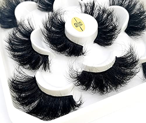 HBZGTLAD new 5 Pairs 25 mm 3d Mink Lashes Bulk Faux with Custom Natural Mink Lashes Pack Short Wholesales Natural False Eyelashes (9D-05)