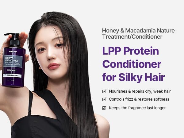 KUNDAL Honey & Macadamia Natural Conditioner [White Musk] Korean Hair Care Damage Repair, Deep Hydration, Long Lasting Fragrance, with Honey, Argan Oil, Macadamia Oil 16.9fl oz,Stocking Stuffers