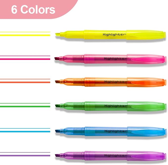 600 Pcs Highlighter in 6 Assorted Colors Chisel Tip No Bleed & Dry-Quickly Highlighters Bulk for Adult Kids, Office Classroom School Supplies for Teachers