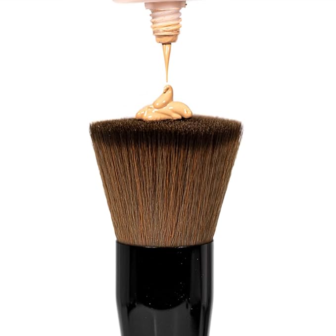 Palladio Flat Kabuki Brush, Professional Makeup Brush for Foundation, Face Blush, Powder, Cream, Contour & Highlight, Synthetic Bristles Provide Buildable Coverage for a Natural Even Looking Finish
