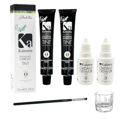 Professional Kalentin Eyebrow Color 2-Pack Plus 2-Developers (Blue Black)