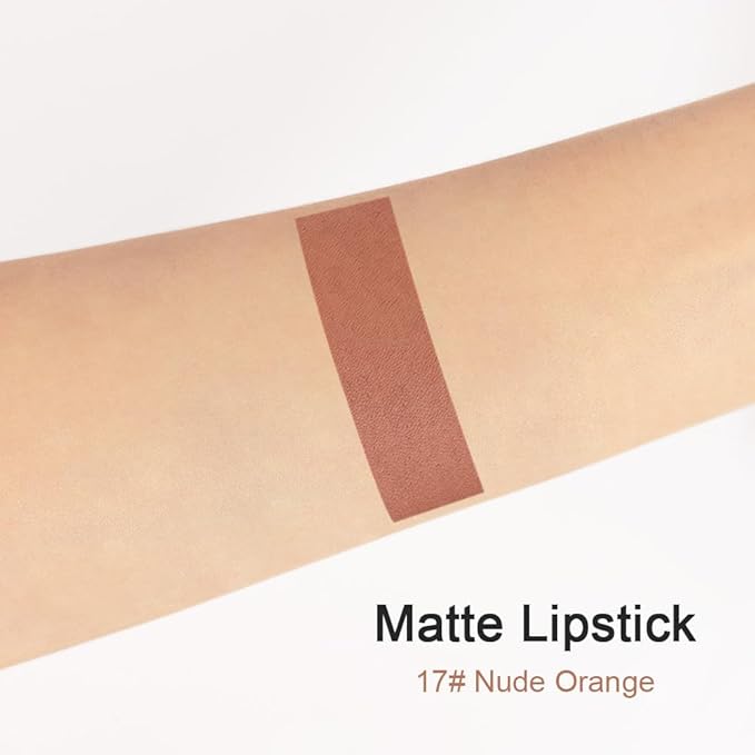 Generic Deep Dark Red Matte Lipstick and Lip Crayon Liner Pencil Pen Set for Women Lip Stain Long Lasting Waterproof labiales (1, 1Pcs 17# Light Brown)