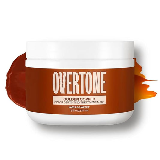 Overtone Semi Permanent Hair Color Conditioner, Golden Copper, 8 oz, Nourishing, Damage-Free, Color Depositing Mask for All Hair Types with Shea Butter & Coconut Oil, Vegan & Cruelty-Free