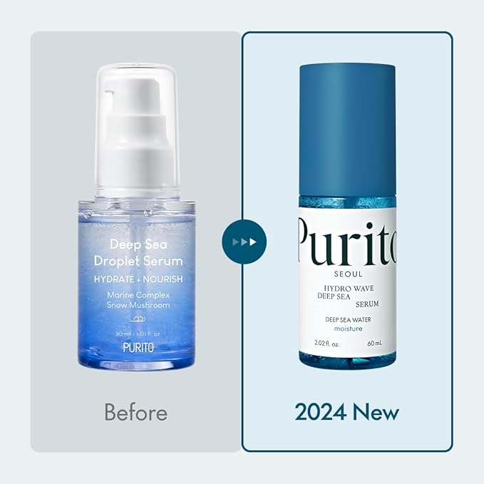 PURITO Deep Sea Serum | Deep Sea Water 66% + Marine Complex + Snow Mushirooms | Facial Serum | for Hydration, Skin Plumping | Lightweight & Non-Greasy Texture | Korean skincare, 60mL 2.02 fl.oz