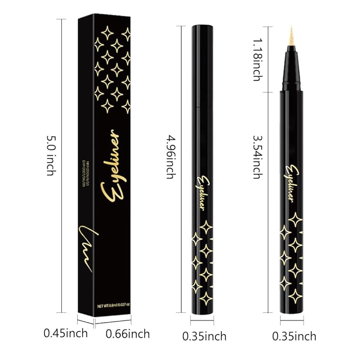 evpct 2Pcs Glitter Sparkling Shimmer Gold & Silver Liquid Eyeliner Makeup Pen Set, Metallic Satin Finish Colorful Colored Sparkle Eye Liner Pen Waterproof Smudge Proof Long Lasting High Pigmented