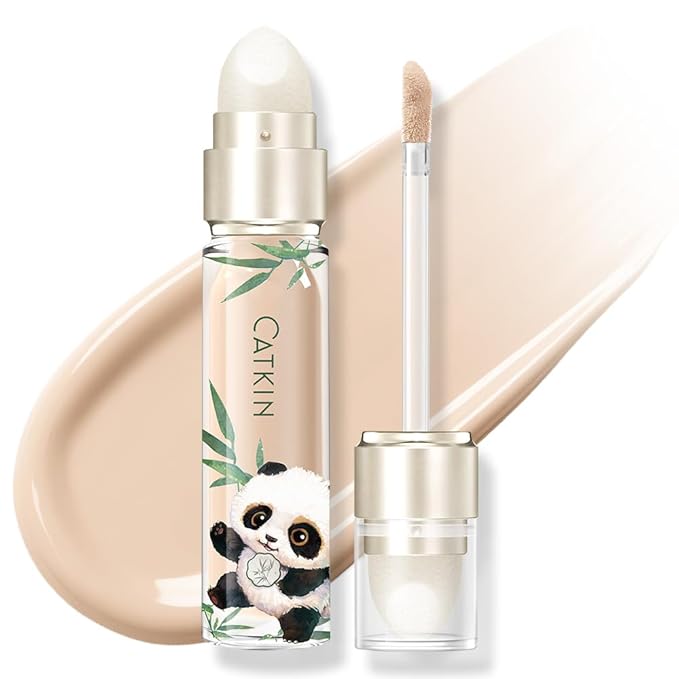 CATKIN Full Coverage Dual-Ended Liquid Concealer Eraser Dark Circles Treatment, Creamy Blendable smooth formula for Blemishes Redness, Long Lasting Waterproof, Sponge Tip Included 5g C02 COTTON