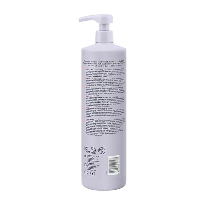 Noughty 97% Natural Wave Hello Curl Defining Conditioner to Condition Enhancing Soften and Define Curls with Sea Kelp Extract and Avocado Oil Sulfate Free Vegan Haircare 33.8fl.oz