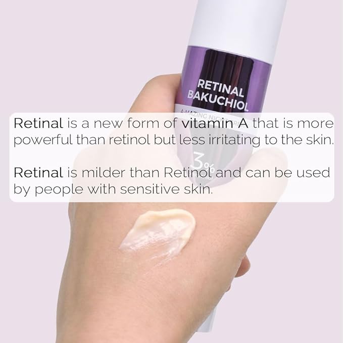 PRETTYSKIN Retinal Bakuchiol At-home Night Cream Moisturizer for Face | Helps to reduce Wrinkles & Fine lines, Elasticity, Tone-up, Anti-aging, Centella Asiatica Extract 30%, Retinal 1,000 ppm (50g)