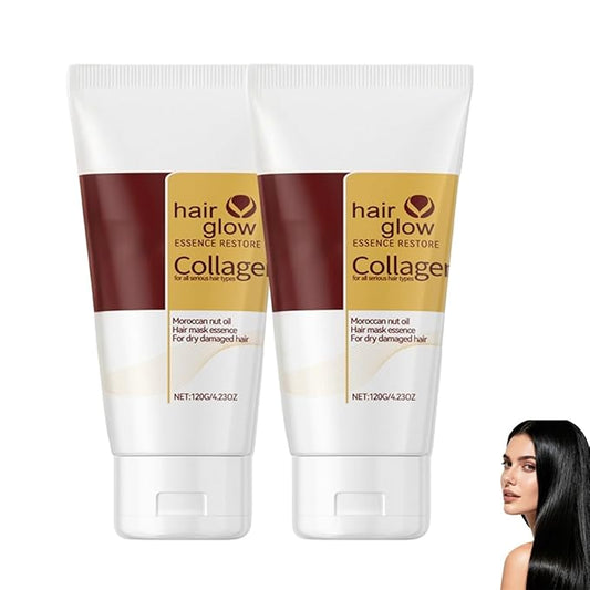 Collagen Hair Deep Repair Conditioning, Argan Oil Hair Mask Serum, Moisturizing Collagen Hair Mask for More Hair Types(4.23Oz/Pcs) (2Pcs)