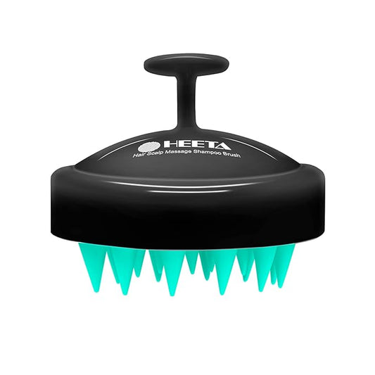 HEETA Scalp Massager Hair Growth, Soft Silicone Scalp Scrubber Shampoo Brush for Exfoliation, Dandruff Removal Head Massage Stress Relax, Wet & Dry Use for Thick Thin Curly Hair Care, Turquoise Black