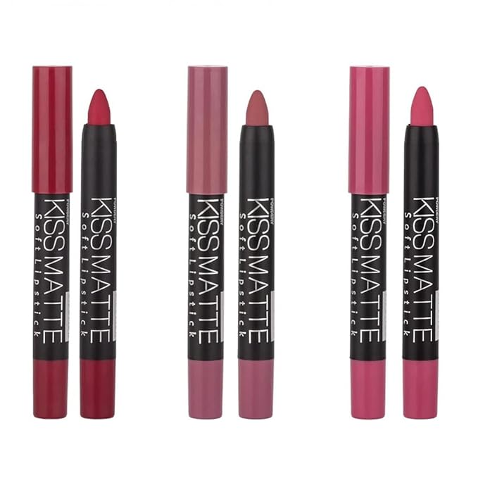 Generic Deep Dark Red Matte Lipstick and Lip Crayon Liner Pencil Pen Set for Women Lip Stain Long Lasting Waterproof labiales (3, 13&15&16)