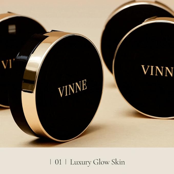 VINNE Korean Cushion Foundation, Lightweight Essence Makeup Natural and Dewy Finish, 12-Hour Lasting Effect, 0.42 Oz - #23 Natural Beige (Refill Not Included)