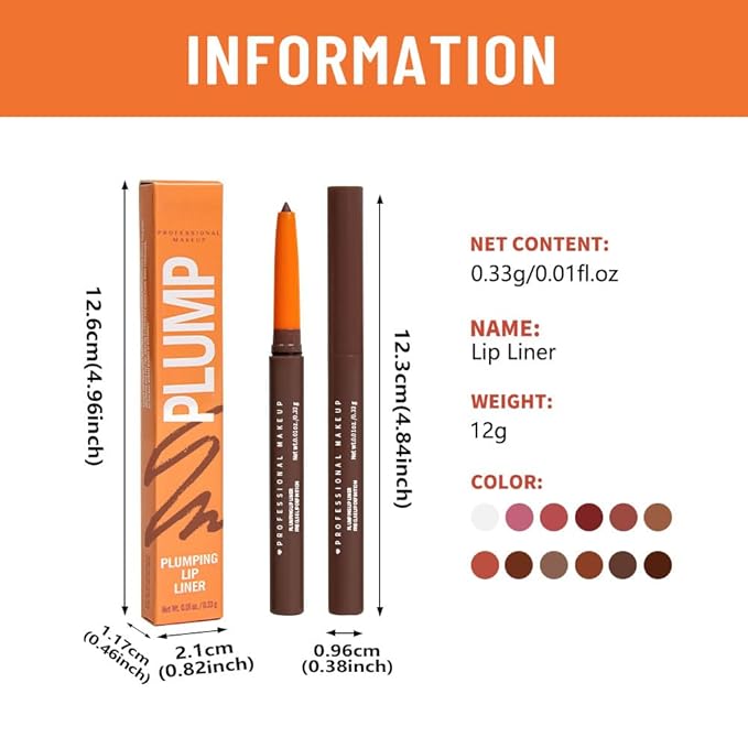 Retractable Lip Liner Pencil for Shaping & Sculpting Lips,Creamy Matte Gel Crayon Lip Liner Pencil delineador de labios,Long Lasting Waterproof Lipstick LipLiner (12#, 1 Count (Pack of 1))