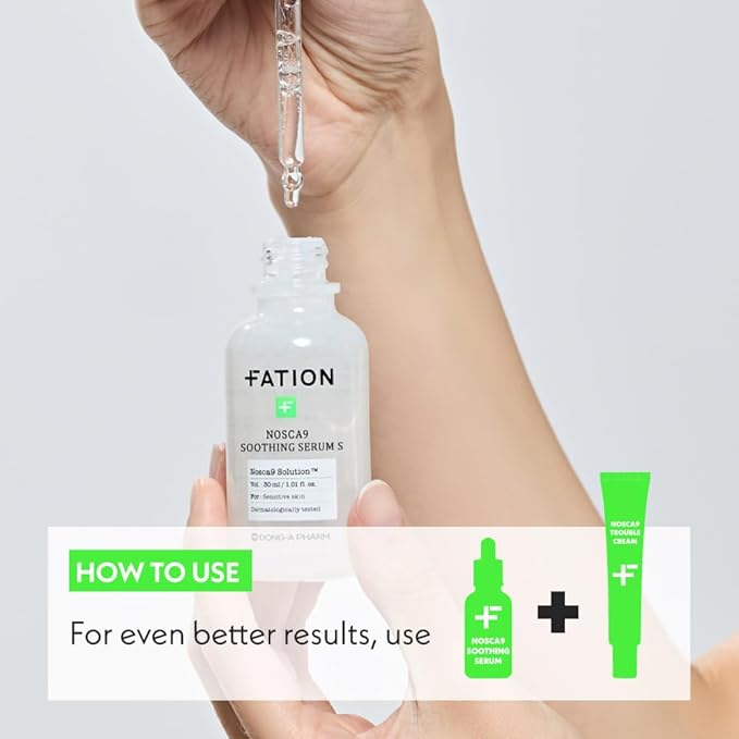Nosca9 Soothing Serum Set - Serum and Cream for Sensitive Skin | Ceramide & Centella for Barrier Repair & Hydration | Korean Acne Skincare Routine (30ml+5ml+5ml)