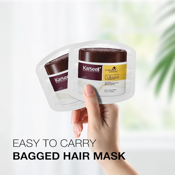 Karseell Collagen Hair Treatment Deep Repair Conditioning Argan Oil Collagen Hair Mask Essence for Dry Damaged Hair All Hair Types 10ml/ 0.34oz（24 packs