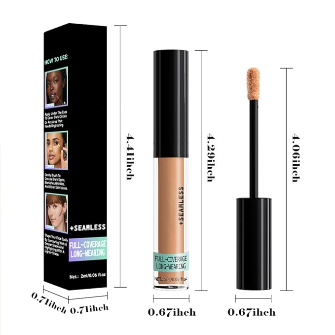 Liquid Concealer Makeup, Natural Coverage for Older Women, Under Eye Brightener Full Coverage Concealer for Dark Circles, Lightweight, Covers Oil-Free, Vegan & Cruelty-Free, 06 WarmTan