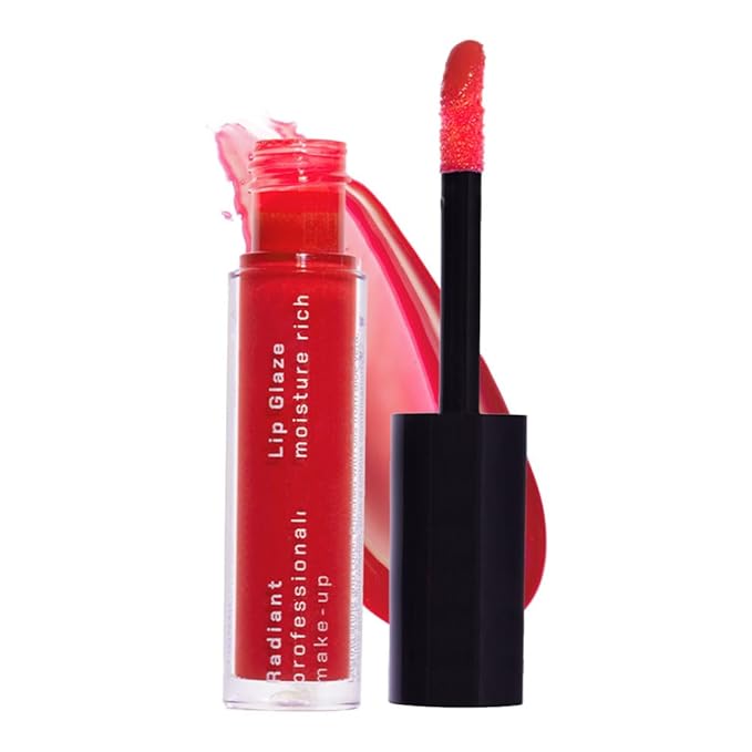 Radiant Professional Lip Glaze (15 Shades) - Ultra-Glossy, Non-Sticky & Long-Lasting Lip Gloss for Women - High Shine Hydration - Vegan & Moisturizing for Soft, Nourished Lips - (12- FLAME)