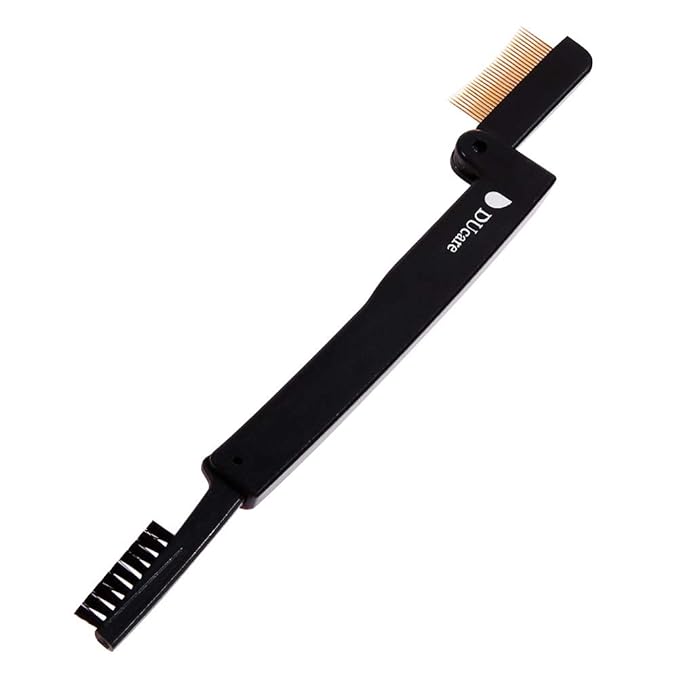 DUcare Eyelash Comb Separator Eyelashes Eyebrow Mascara Brush Applicator Eyelash Definer With Comb Cover Cosmetic Brushes Tool (Black)
