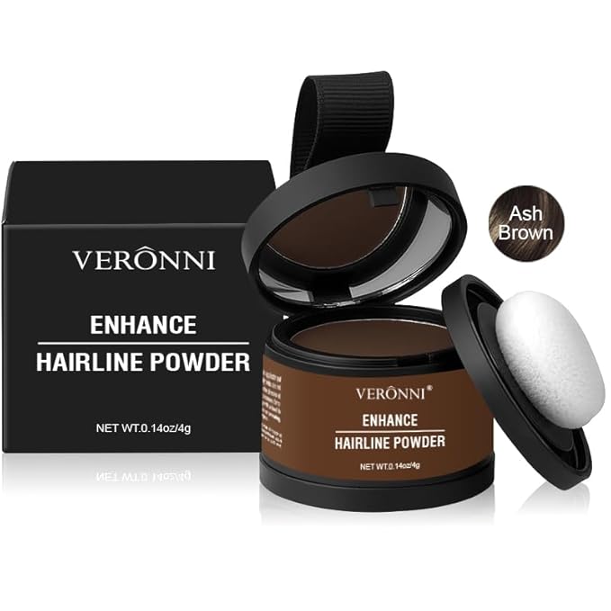 Hairline Powder Root Touch Up Hair Color, Instant Hairline Powder for Thinning Areas and Gray Hair Coverage, Natural and Non-greasy Root Cover up for Women and Men (Ash Brown, 01)