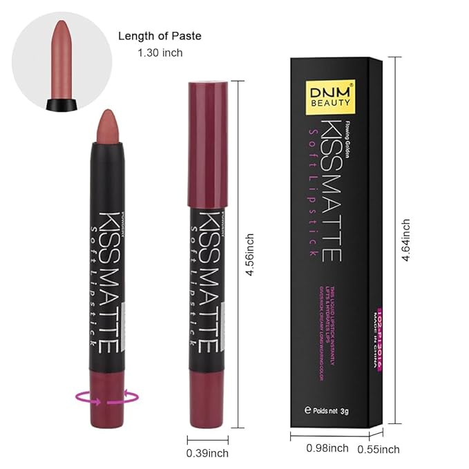 Generic Deep Dark Red Matte Lipstick and Lip Crayon Liner Pencil Pen Set for Women Lip Stain Long Lasting Waterproof labiales (1, 1Pcs 09# Chestnut)