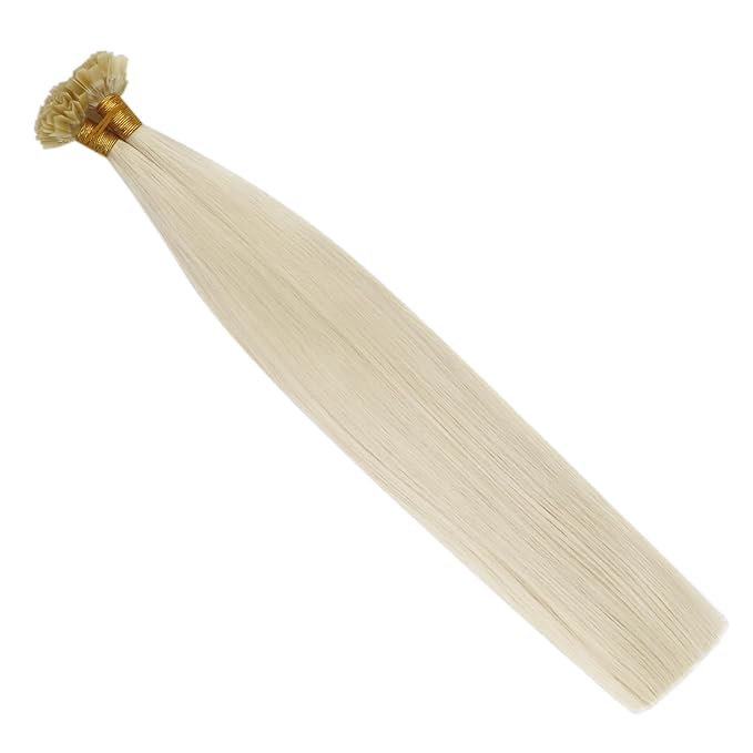 Full Shine K Tip Hair Extensions Real Human Hair Color 1000 Ice Blonde Prebonded Ktip Human Hair Extensins 14 Inch Keratin Tip Extensions 50 Grams Straight Natural Remy Hair