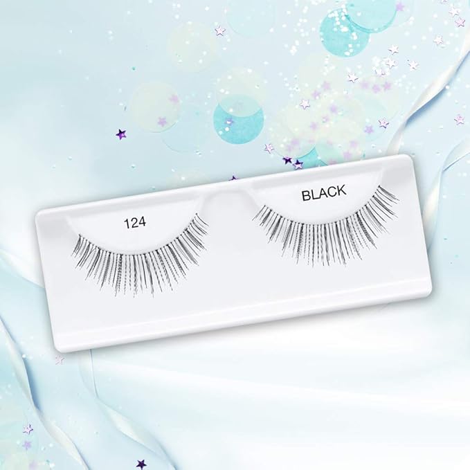 Ardell Natural Lashes False Eyelashes 124 - Black, Soft & Lightweight Strip Lashes, Easy to Apply, Comfortable Wear, 4 Pack