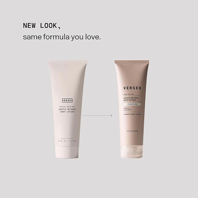Versed Press Restart Retinol Body Lotion - Cocoa Butter + Squalane Moisturizer for Dry Skin - Firming Body Retinol to Smooth Texture & Brighten Skin - Body Breakout Treatment (8 oz)
