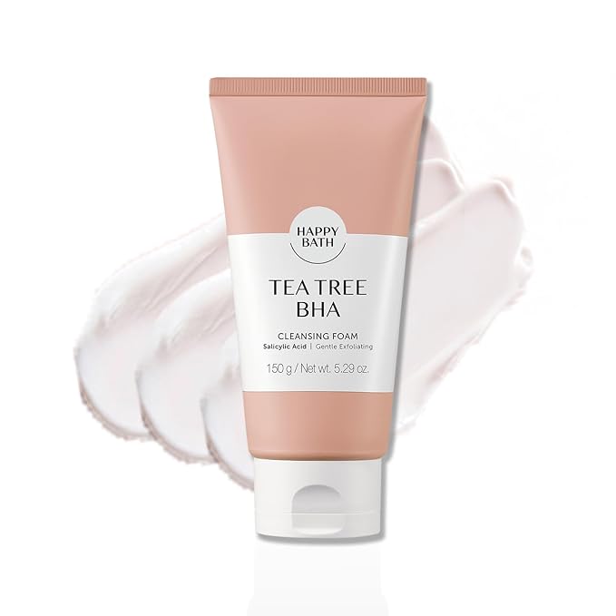 HAPPY BATH Tea Tree Face Wash & Citrus Body Wash Set | Exfoliating BHA Cleanser with Salicylic Acid&Tea Tree Extracts, Combination to Oily Skin, Korean Foaming Face Cleanser, Stocking Stuffer