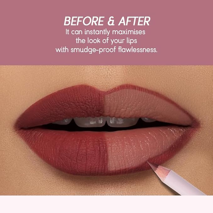 USHAS 2 in 1 Waterproof Lipstick and Lip Liner Set - Long Lasting Matte Lipstick Pen with Lip Liner - Makeup Kit (S8, Pack of 1)