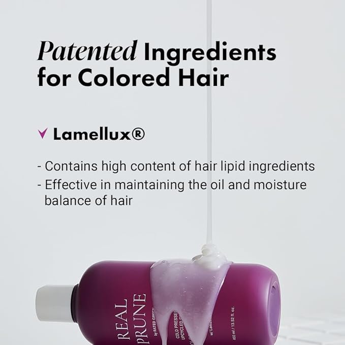 RATED GREEN Real Prune Color Protecting Shampoo | Organic Cold Pressed Ingredient & Lamellux | For Color Treated hair | Silicone-Free, Korean Hair Care | 13.52 fl oz