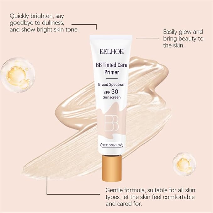 BB Tinted Moisturizer SPF 30, Full Coverage Light-Medium Skin Color Light Hydrating & Smoothing. (ivory white)