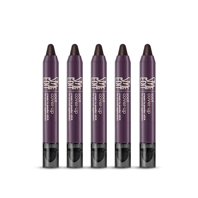 Style Edit Root Touch Up Stick - Dark Brown Root Concealer, Temporary Hair Color and Coverage Pen, Premium Shading Sponge, 0.11 oz, 5 Pack