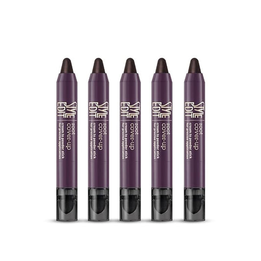 Style Edit Root Touch Up Stick - Dark Brown Root Concealer, Temporary Hair Color and Coverage Pen, Premium Shading Sponge, 0.11 oz, 5 Pack