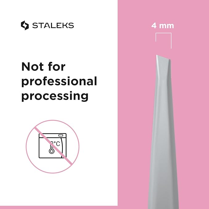 STALEKS BEAUTY & CARE 10 Type 3 Eyebrow Tweezers – Wide Beveled Stainless Steel for Thick Brows & Home Hair Removal