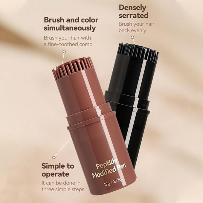 4 Pcs Peptide Hair Color Comb for Gray Hair,2 In 1 Peptide Hair Color Stick and Comb for Men Women,Instant,Moisturizing and Nourishing Unisex Hairs Concealer Sticks,Black Brown Coffee Wine Red