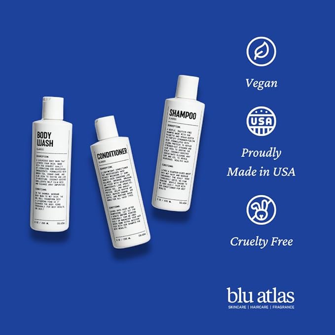 Blu Atlas Men's Natural Conditioner – Organic, Sulfate-Free, Paraben-Free – Deep Moisturizing & Scalp Soothing – Coconut Apricot Scent – Made in America – 8 oz